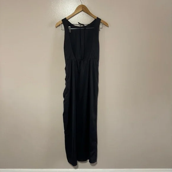Abercrombie Black Satin Draped Skirt Maxi Dress Formal Open‎ Back Small Petite - Picture 4 of 8